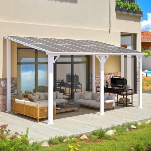 AECOJOY 14' x 8' White Gazebo Outdoor Pergola for Patio