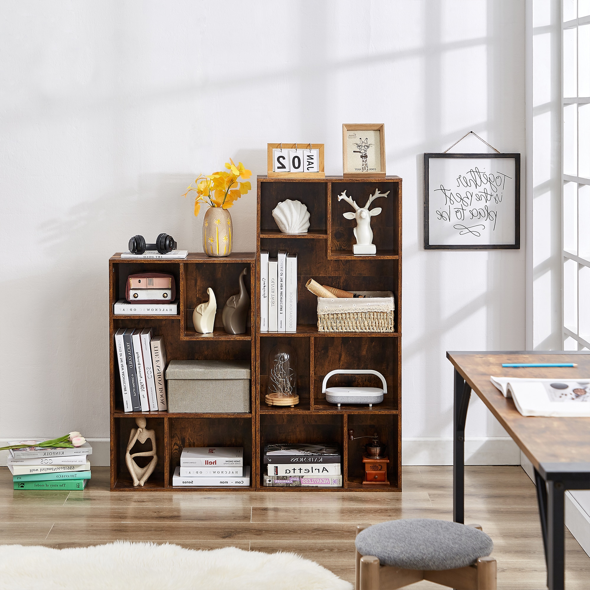 Vecelo 5 Cube Modern Bookcases 3 Tier Bookshelves High Cubby Storage Organizer Vertical or Horizontal Use Available - Image 8