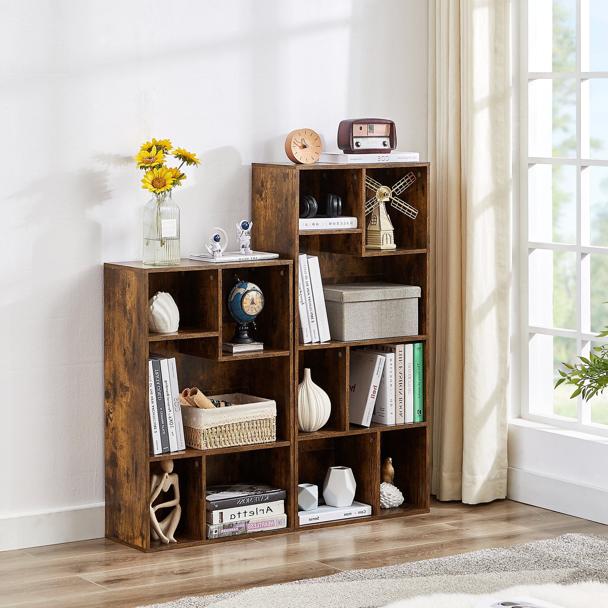 Vecelo 5 Cube Modern Bookcases 3 Tier Bookshelves High Cubby Storage Organizer Vertical or Horizontal Use Available - Image 7