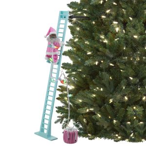 Mr. Christmas 43 in. Animated Pastel Ladder Climbing Black Santa