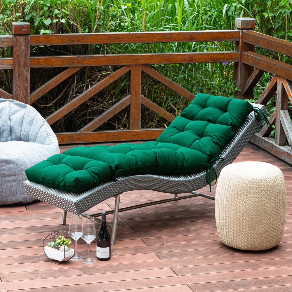 Artplan Outdoor Chasie Lounge Tufted Thick Cushion with Ties-Replacement Wicker Chair Cushion for Paito Fruniture-72x22x4inches All Weather - Image 4