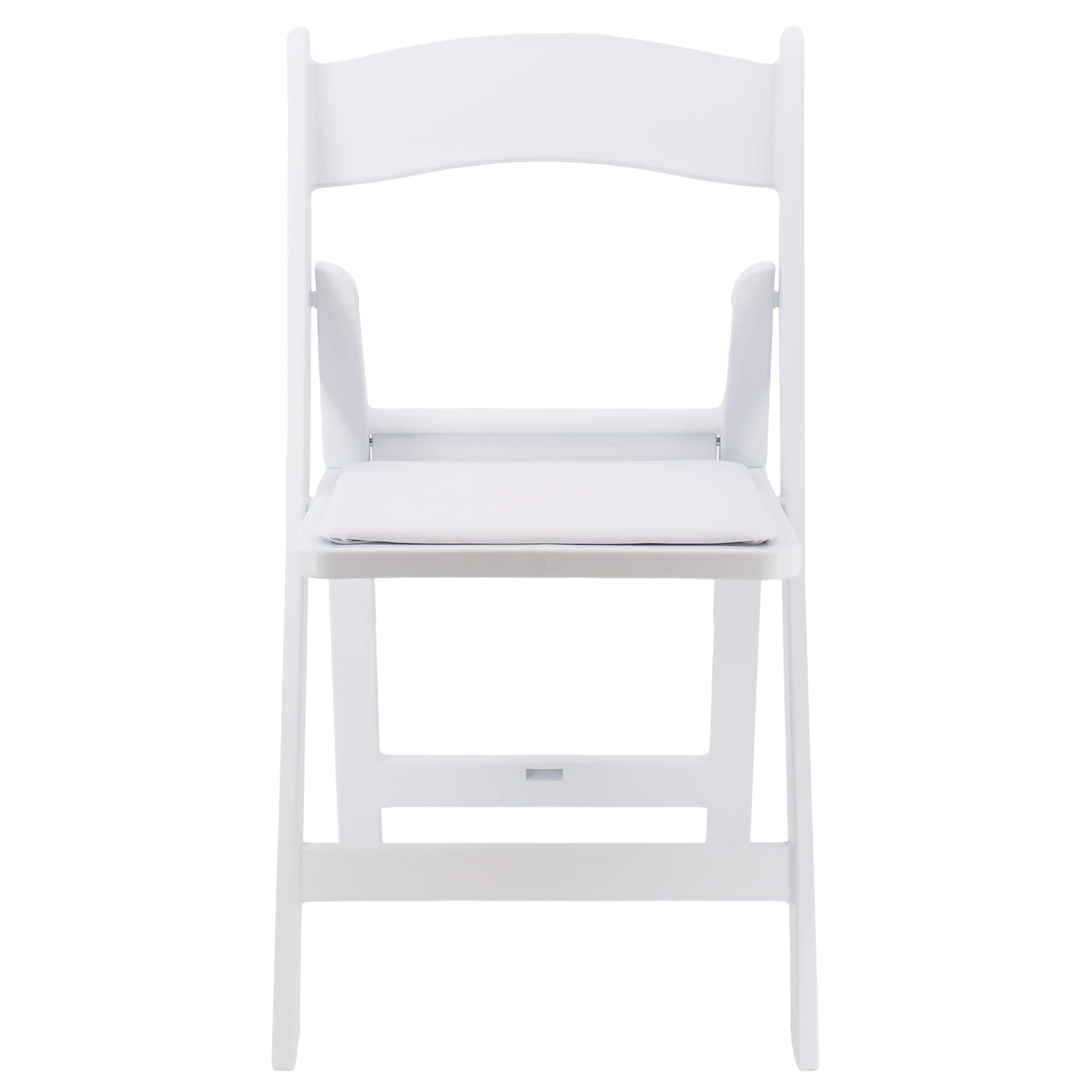 Elama 4 Piece Plastic Folding Resin Chair in White with Removable Seat Pad - Image 3