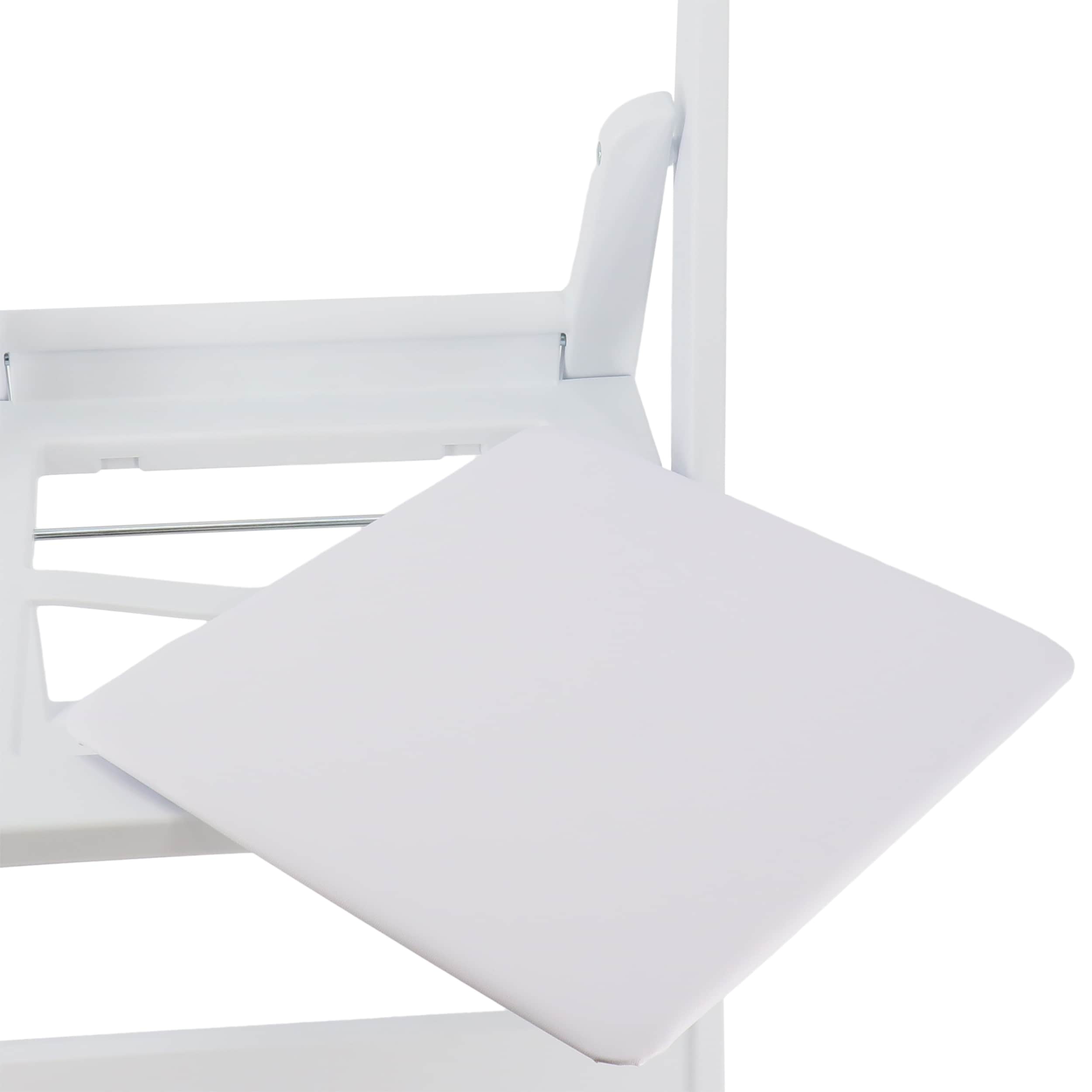 Elama 4 Piece Plastic Folding Resin Chair in White with Removable Seat Pad - Image 7