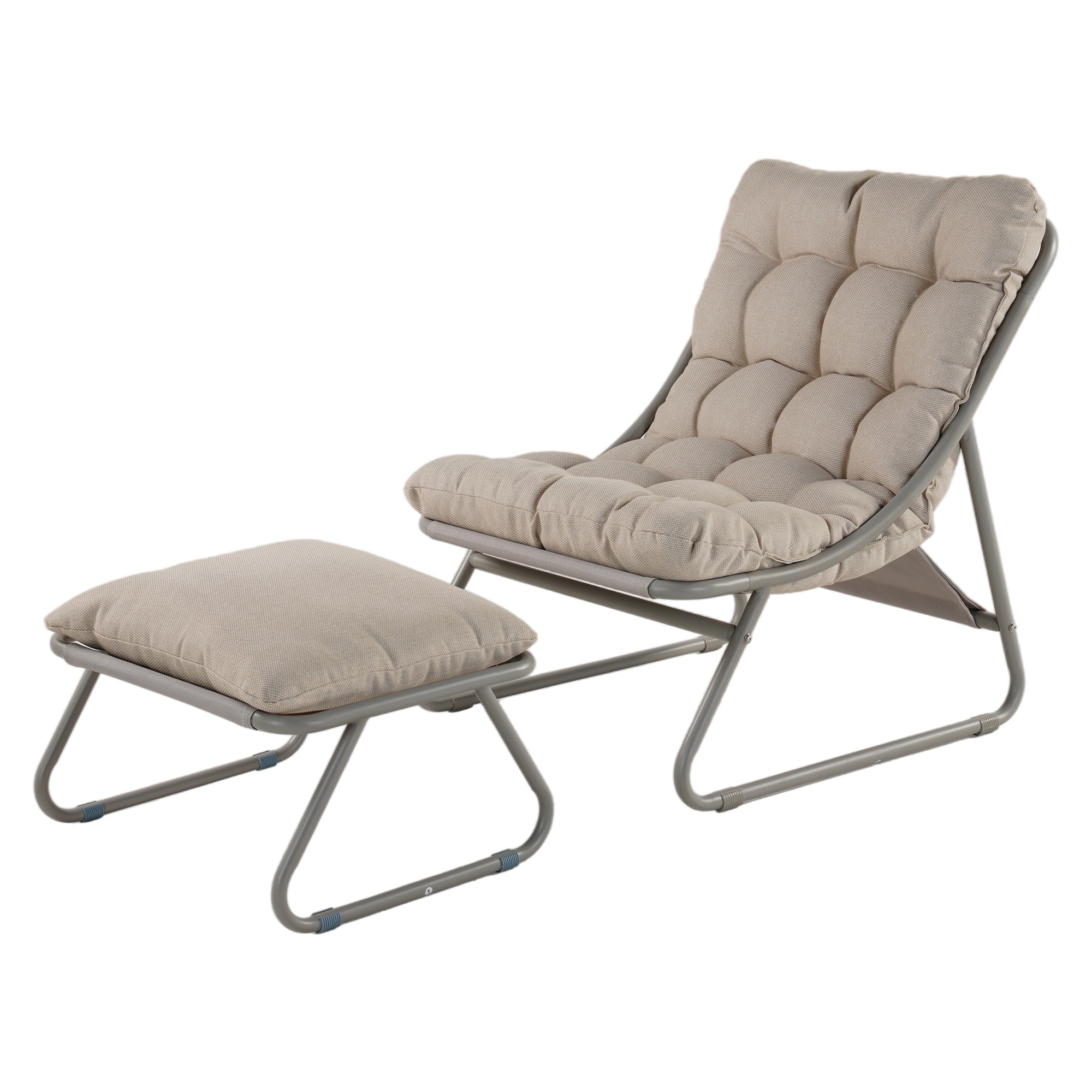 Upland Lounge Chair Champagne Gray Metal Frame Glider Chaise Lounge Chair with Light gray Cushioned Seat - Image 10