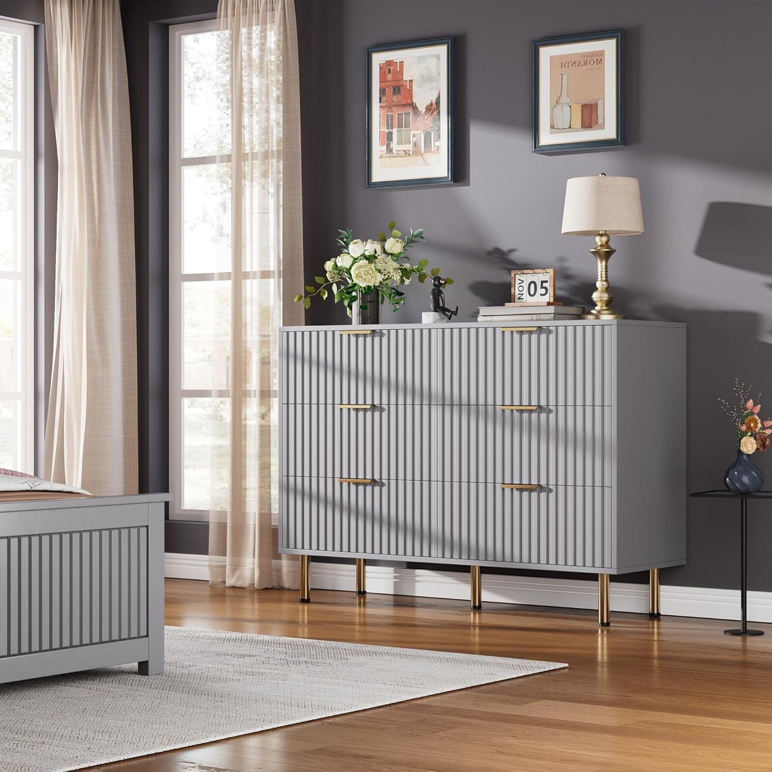 Garvee Chest of Drawers 3-Drawer Storage Cabinet Gray Compact and Modern Organizer Durable Ideal for Bedroom Living Room - Image 3