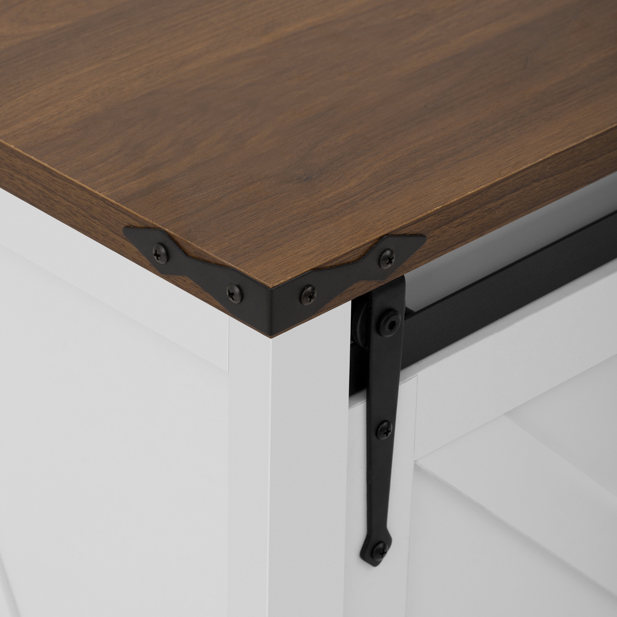 ModernLuxe Assembly Required 55.1Inch Sideboard with StorageFarmhouse Storage Cabinet with Sliding Barn Doors and 4 Drawers Wood Buffet Table with Power Outlet - Image 16