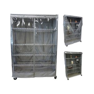 Formosa Covers Storage Shelving Unit Cover Fits 36 in W x 18 in D x 72 in H Rack One Side Clear Panel in Grey