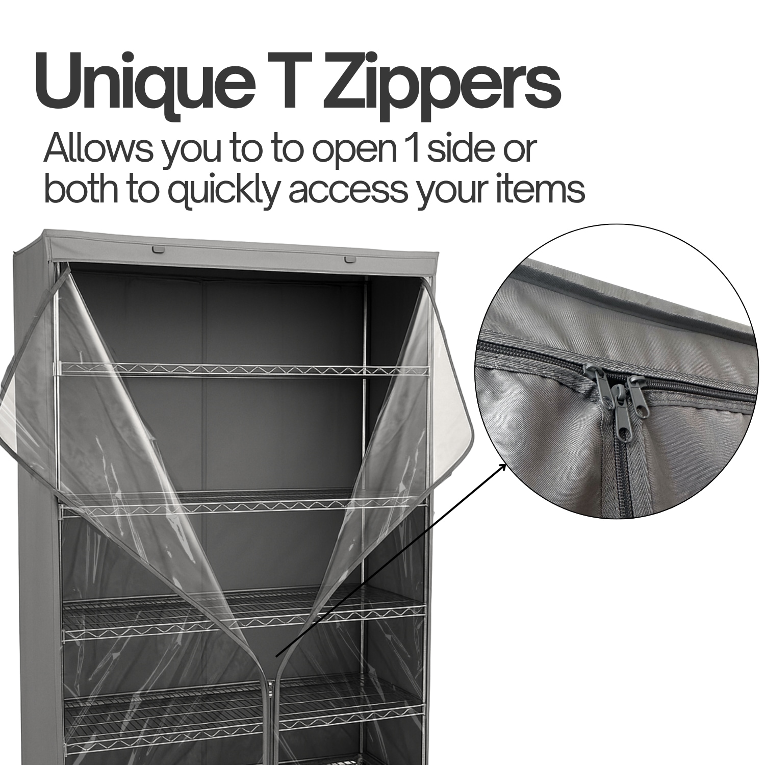 Formosa Covers Storage Shelving Unit Cover Fits 36 in W x 18 in D x 72 in H Rack One Side Clear Panel in Grey - Image 5