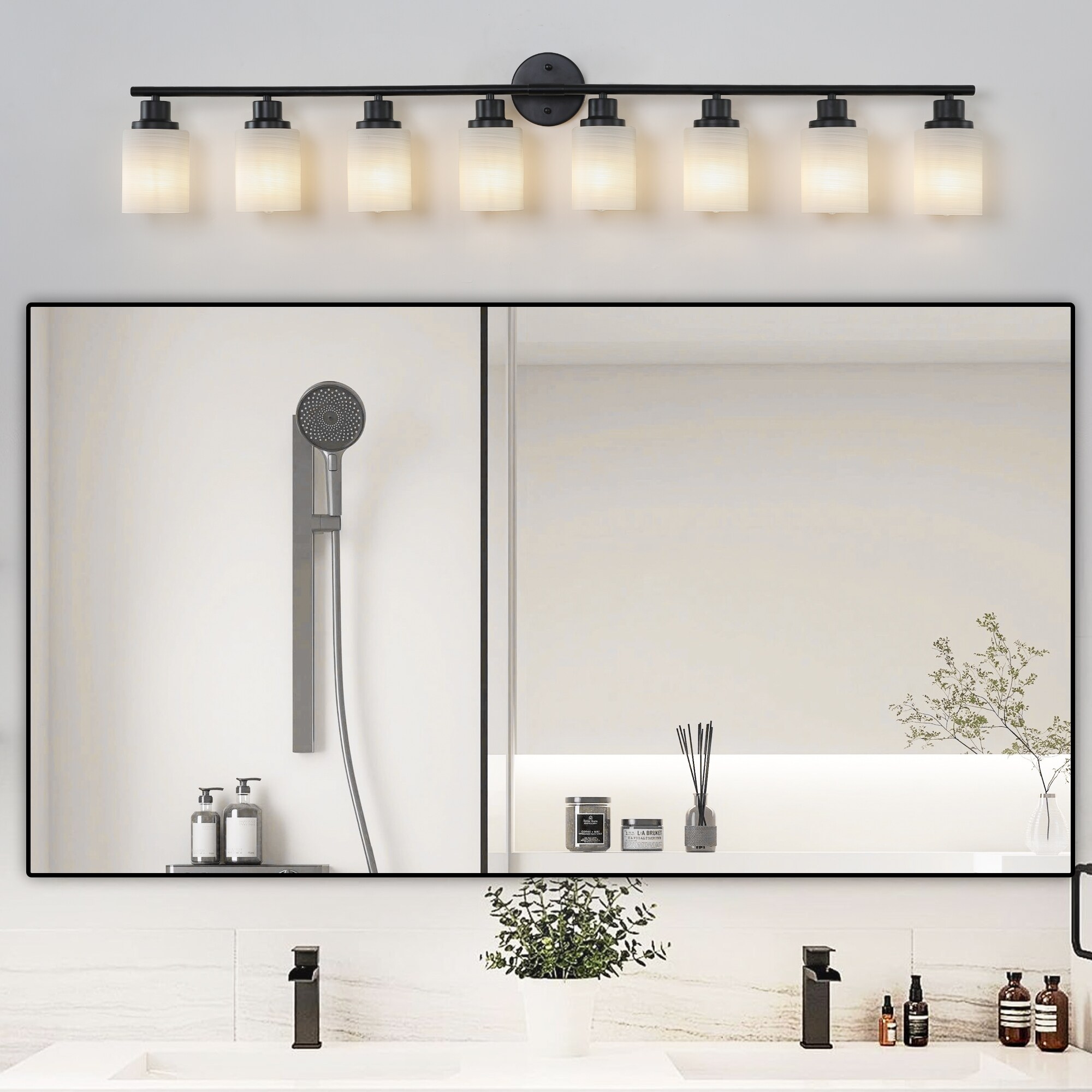 Poinic 52-in 8 Light Black Modern/contemporary Bathroom Vanity light - Image 4