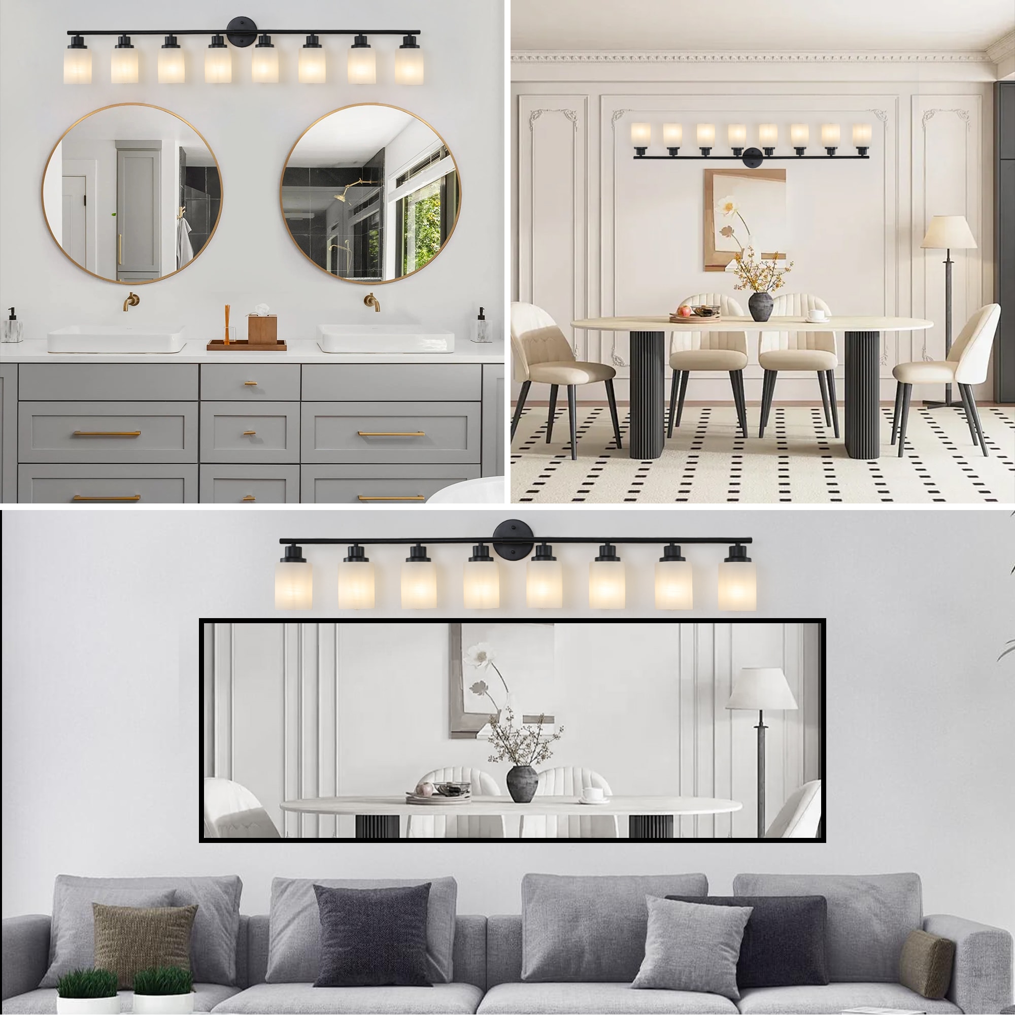 Poinic 52-in 8 Light Black Modern/contemporary Bathroom Vanity light - Image 7