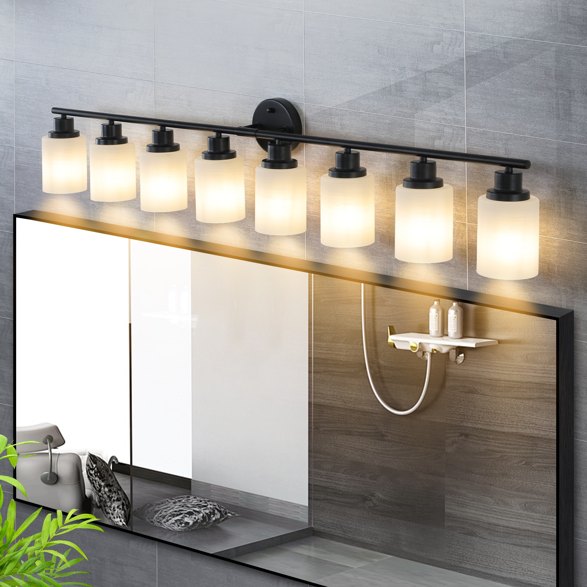 Poinic 52-in 8 Light Black Modern/contemporary Bathroom Vanity light - Image 6
