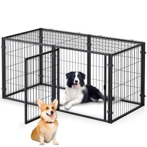 Garvee Heavy Duty Large Dog Crate 48-in  Dog KennelPuppy Dog Playpen Pet Cage Pet Playpen Indoor Outdoor-Black