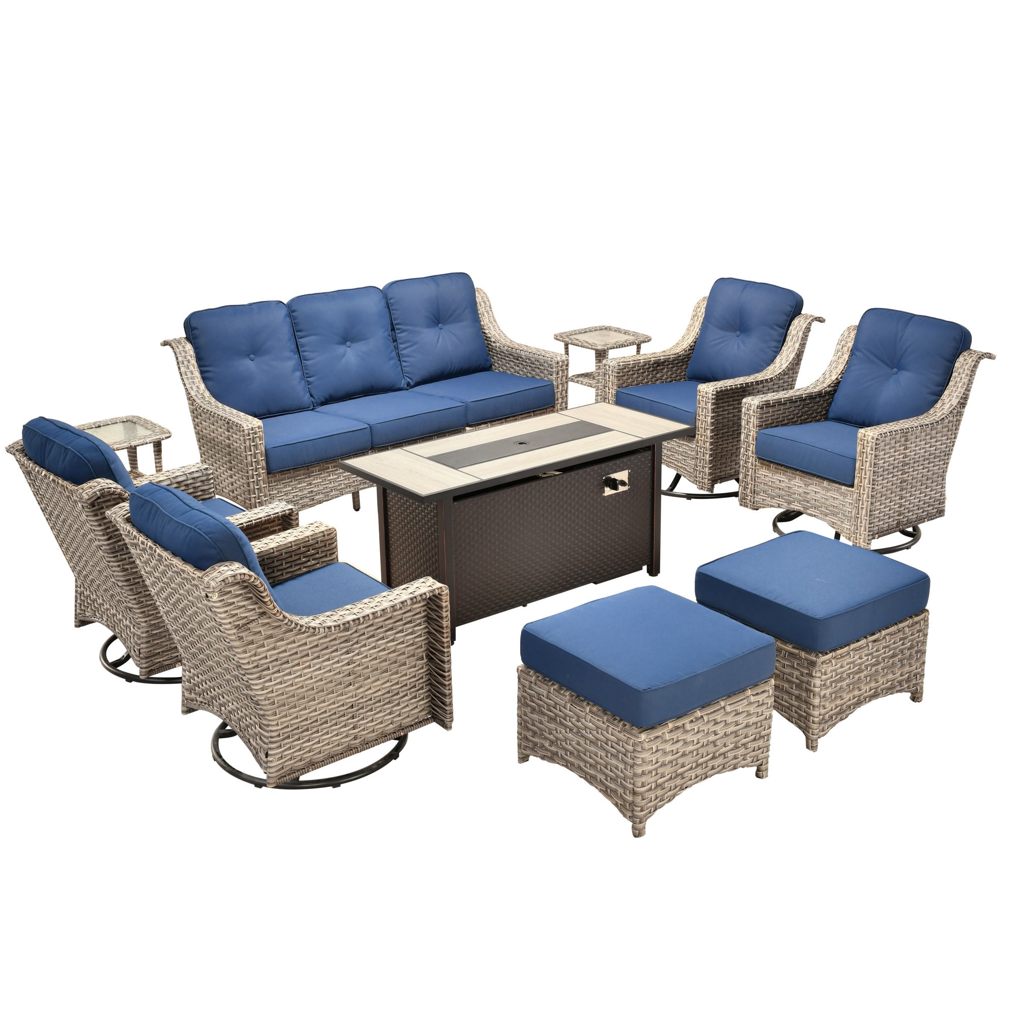 ALTRIGUS AL0PAD 10 -Piece Wicker Navy Patio Conversation Set - Image 12