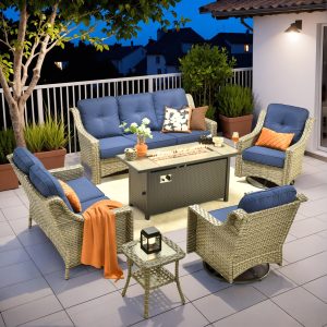 ALTRIGUS AL6PAD 6 -Piece Wicker Navy Patio Conversation Set