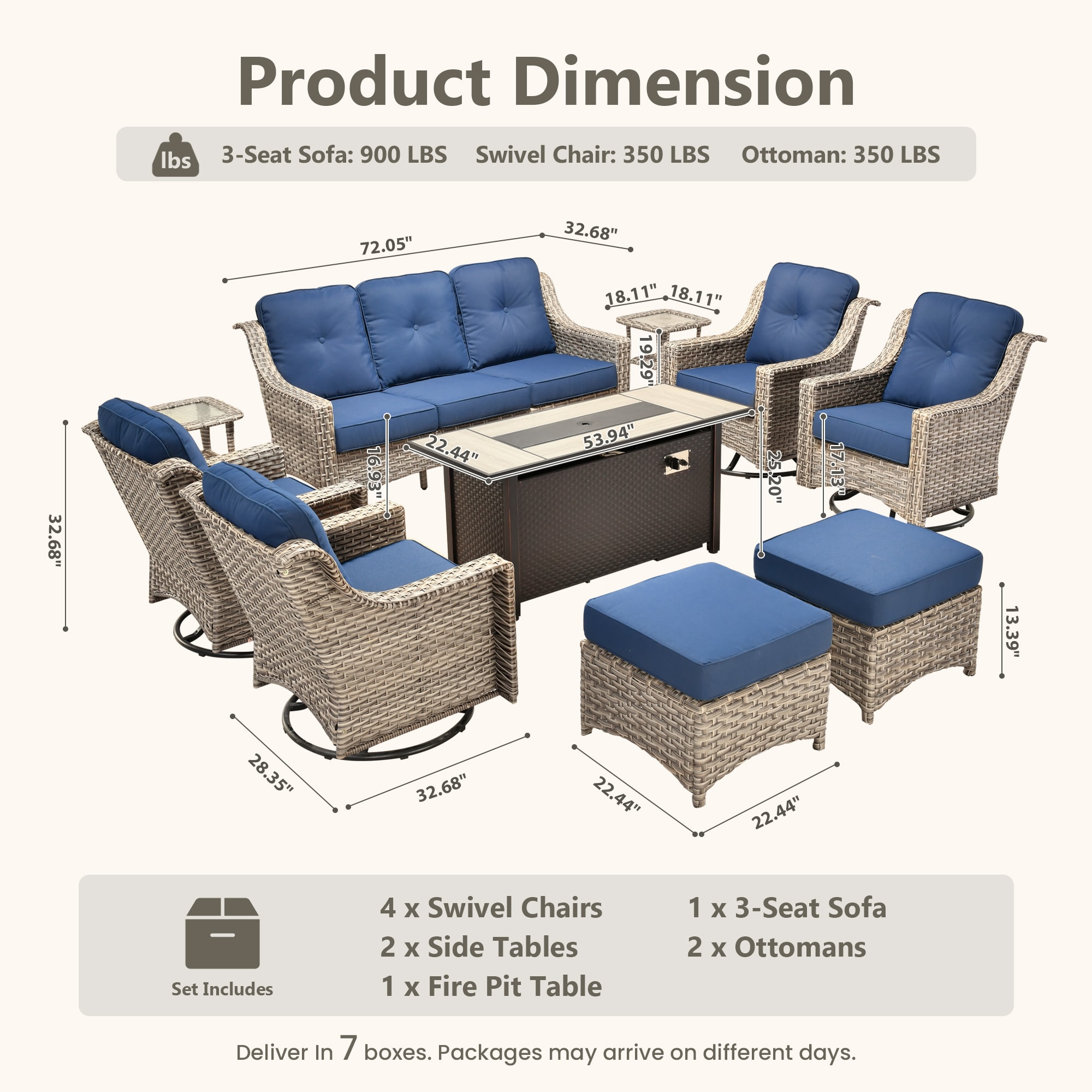 ALTRIGUS AL0PAD 10 -Piece Wicker Navy Patio Conversation Set - Image 11