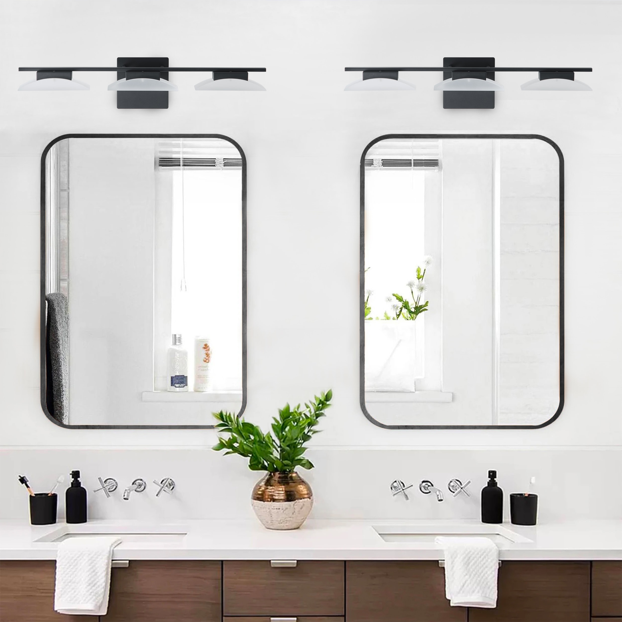 Aiwen 277.56-in 3 Light Matte Black Integrated LED Modern/contemporary Bathroom Vanity light - Image 5
