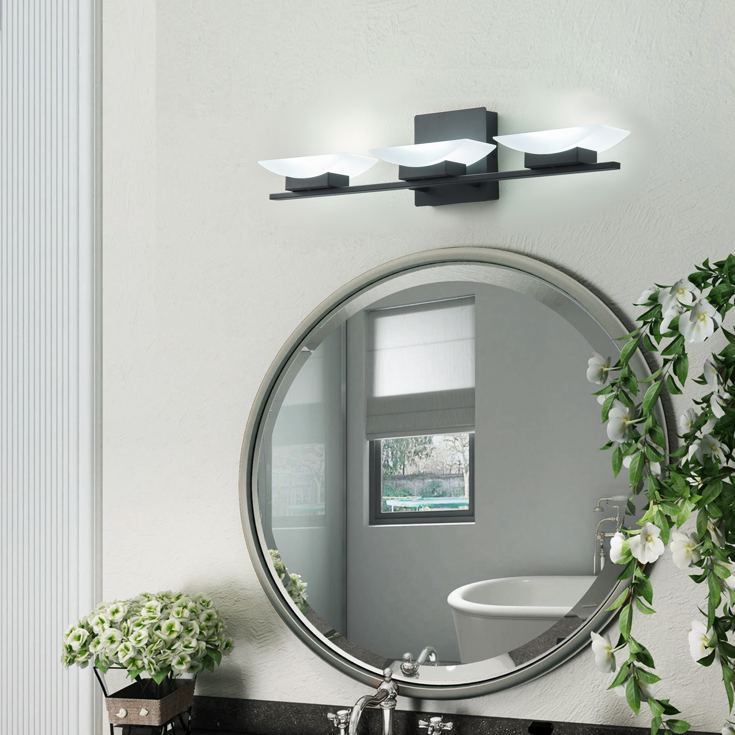 Aiwen 277.56-in 3 Light Matte Black Integrated LED Modern/contemporary Bathroom Vanity light - Image 3