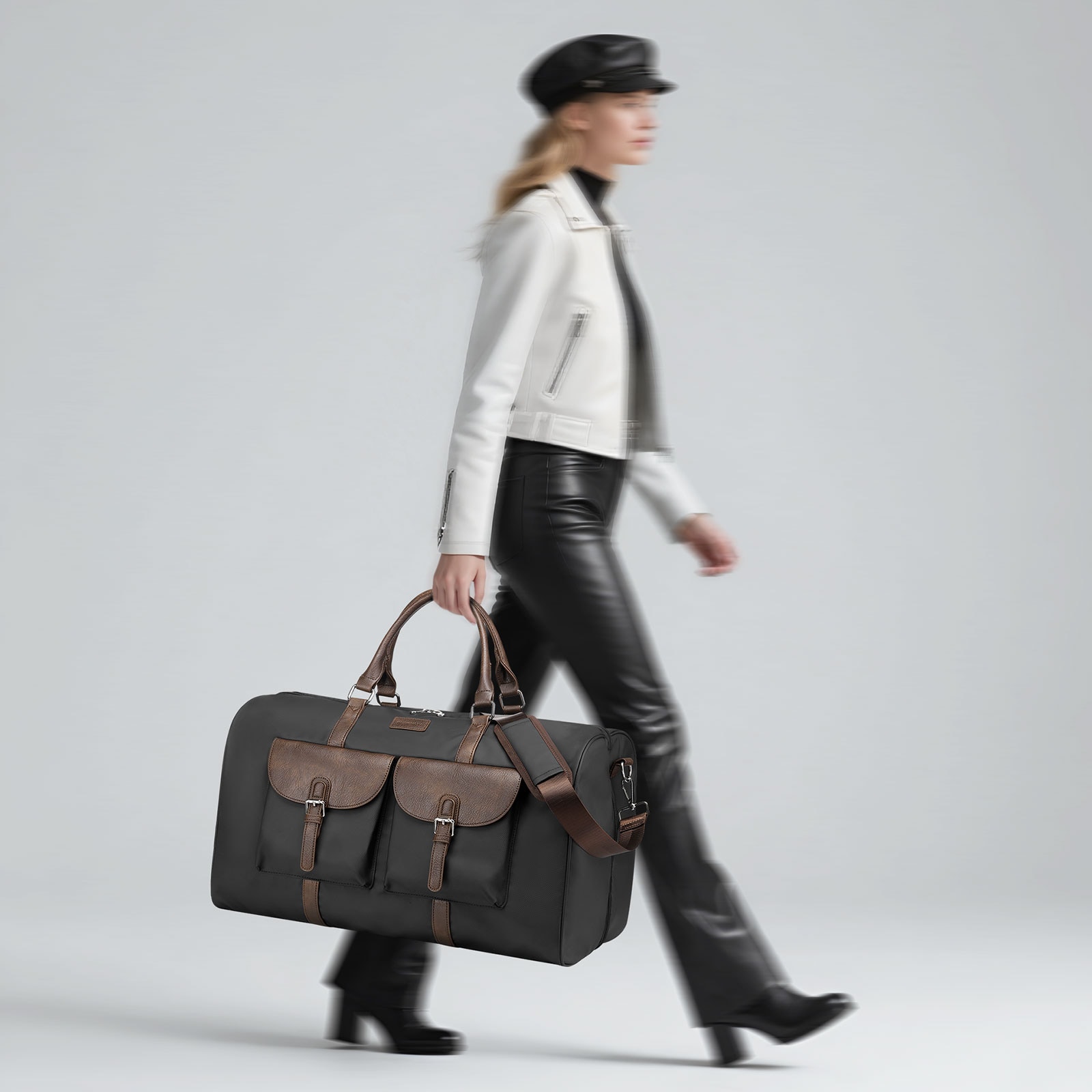 Unique Bargains Lay-Flat Travel Duffel Bag for Women and Men Stylish Carry-On Weekend Bag with Laptop Compartment and Wet/Dry Storage Black - Image 2