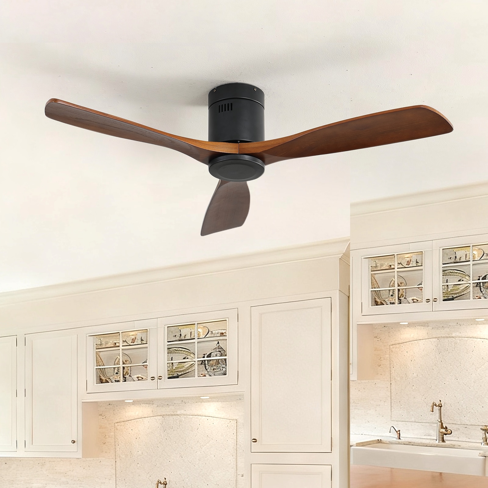LUXEYARD 52 Inch Indoor Wooden Ceiling Fan With 3 Solid Wood Blades Remote Control Reversible - Image 8