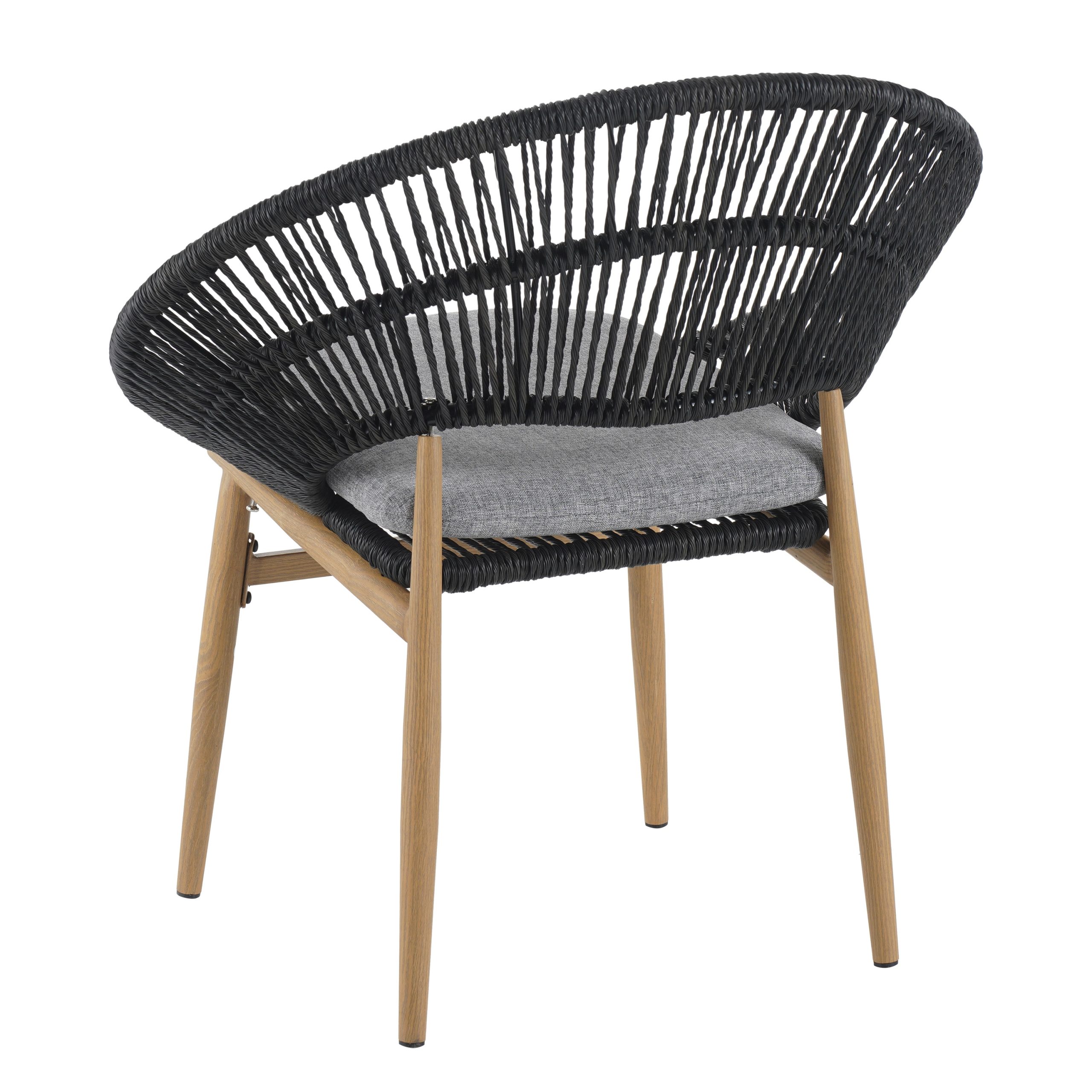 Afoxsos set of 2 outdoor wicker papasan style dining chairs dark gray faux rattan gray cushion teak finished legs weather resistant - Image 7