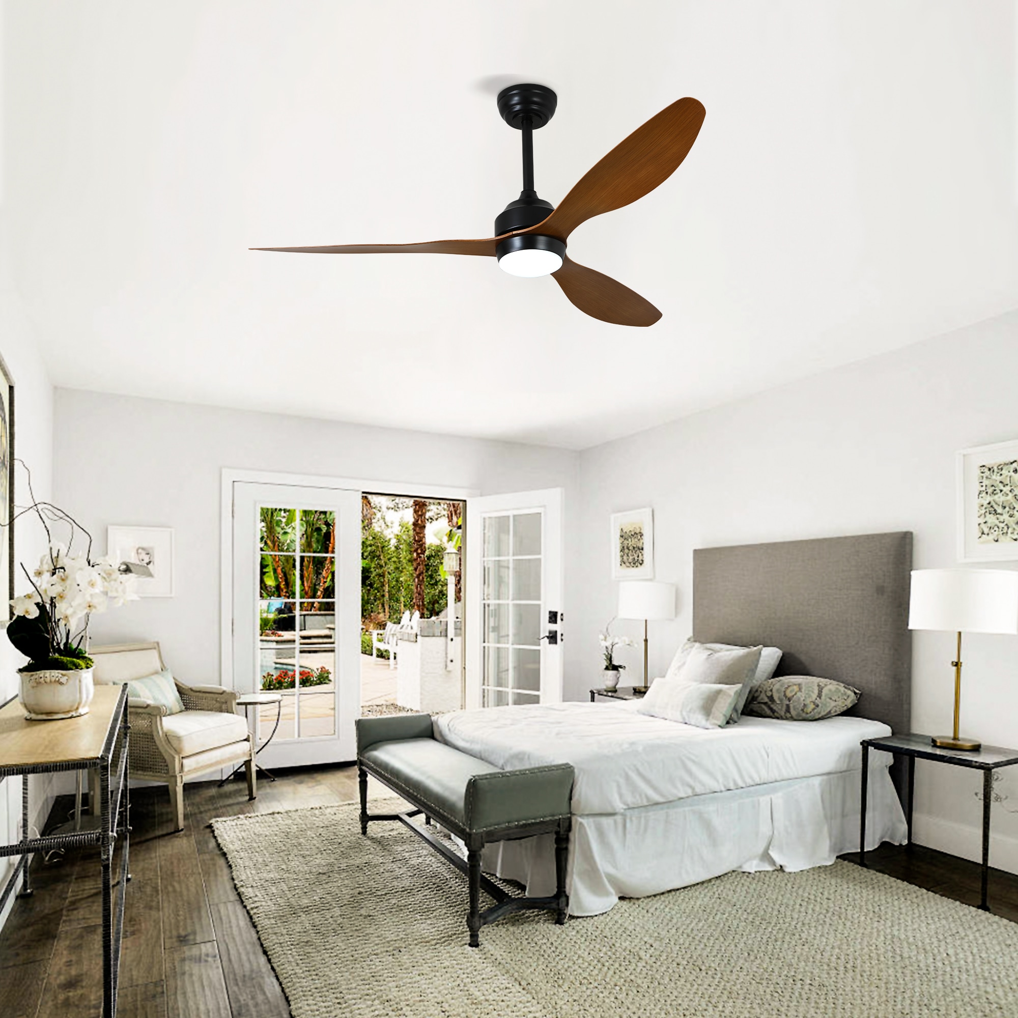 LUXEYARD 52in Ceiling Fan with Lights Quiet DC Motor 3 ABS Blade Ceiling Fans 6 Speed Levels Reversible Ceiling Fan for Patio Living Room Bedroom Office Matte Black Walnut - Image 3