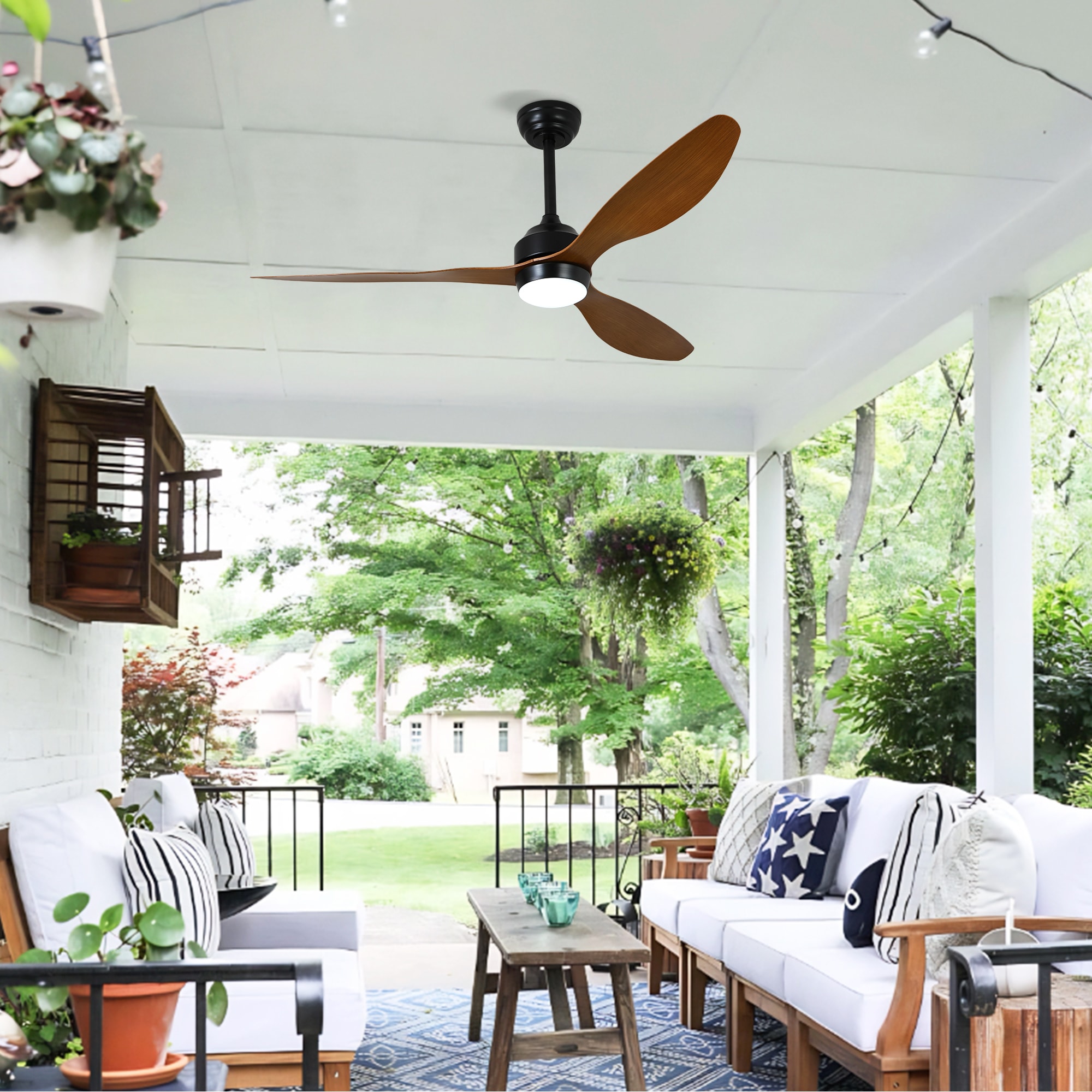 LUXEYARD 52in Ceiling Fan with Lights Quiet DC Motor 3 ABS Blade Ceiling Fans 6 Speed Levels Reversible Ceiling Fan for Patio Living Room Bedroom Office Matte Black Walnut - Image 5
