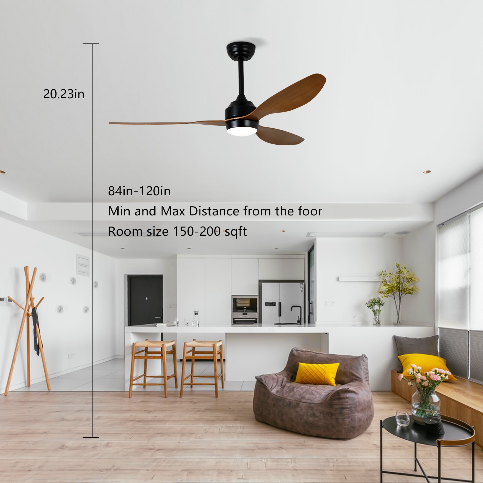 LUXEYARD 52in Ceiling Fan with Lights Quiet DC Motor 3 ABS Blade Ceiling Fans 6 Speed Levels Reversible Ceiling Fan for Patio Living Room Bedroom Office Matte Black Walnut - Image 10