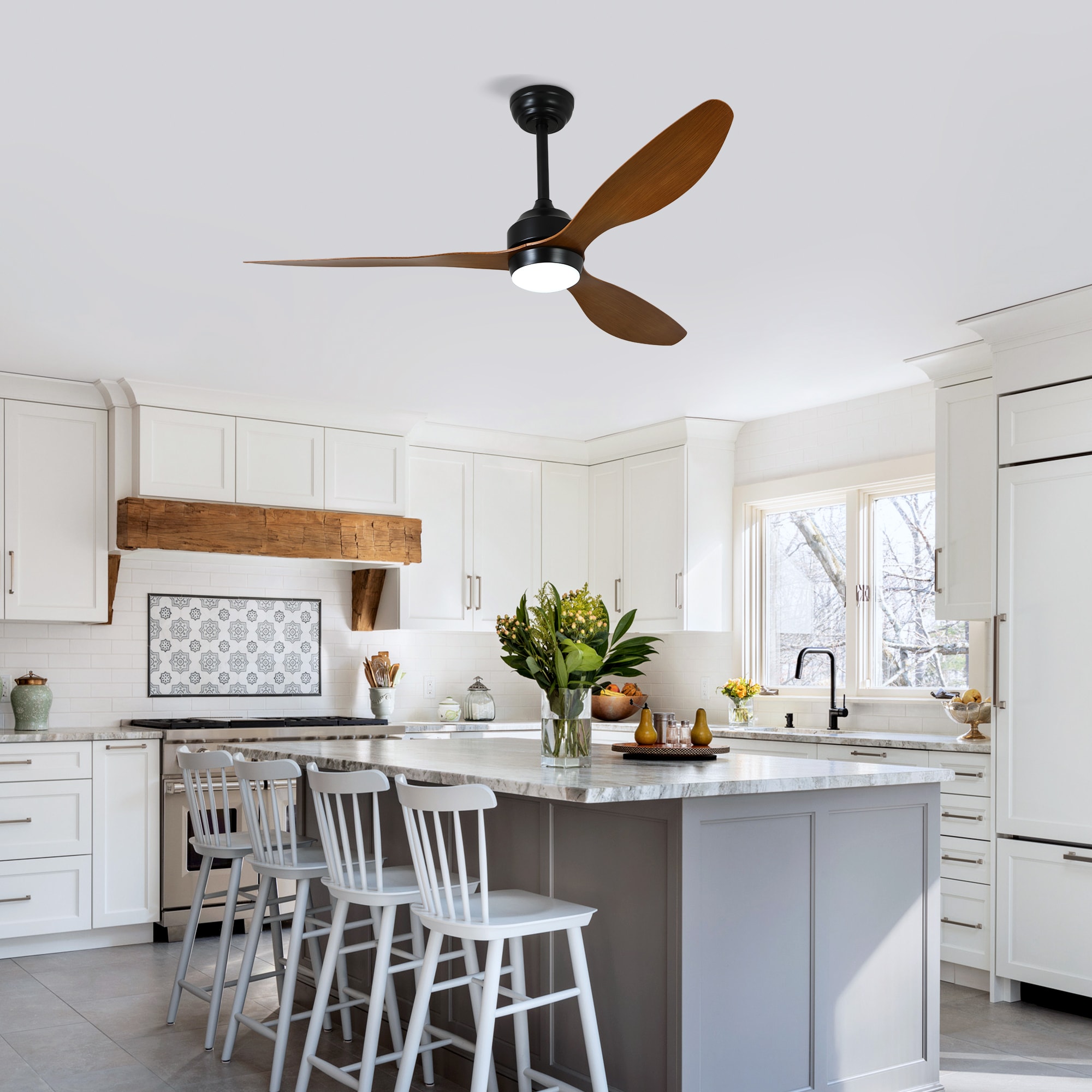 LUXEYARD 52in Ceiling Fan with Lights Quiet DC Motor 3 ABS Blade Ceiling Fans 6 Speed Levels Reversible Ceiling Fan for Patio Living Room Bedroom Office Matte Black Walnut - Image 8