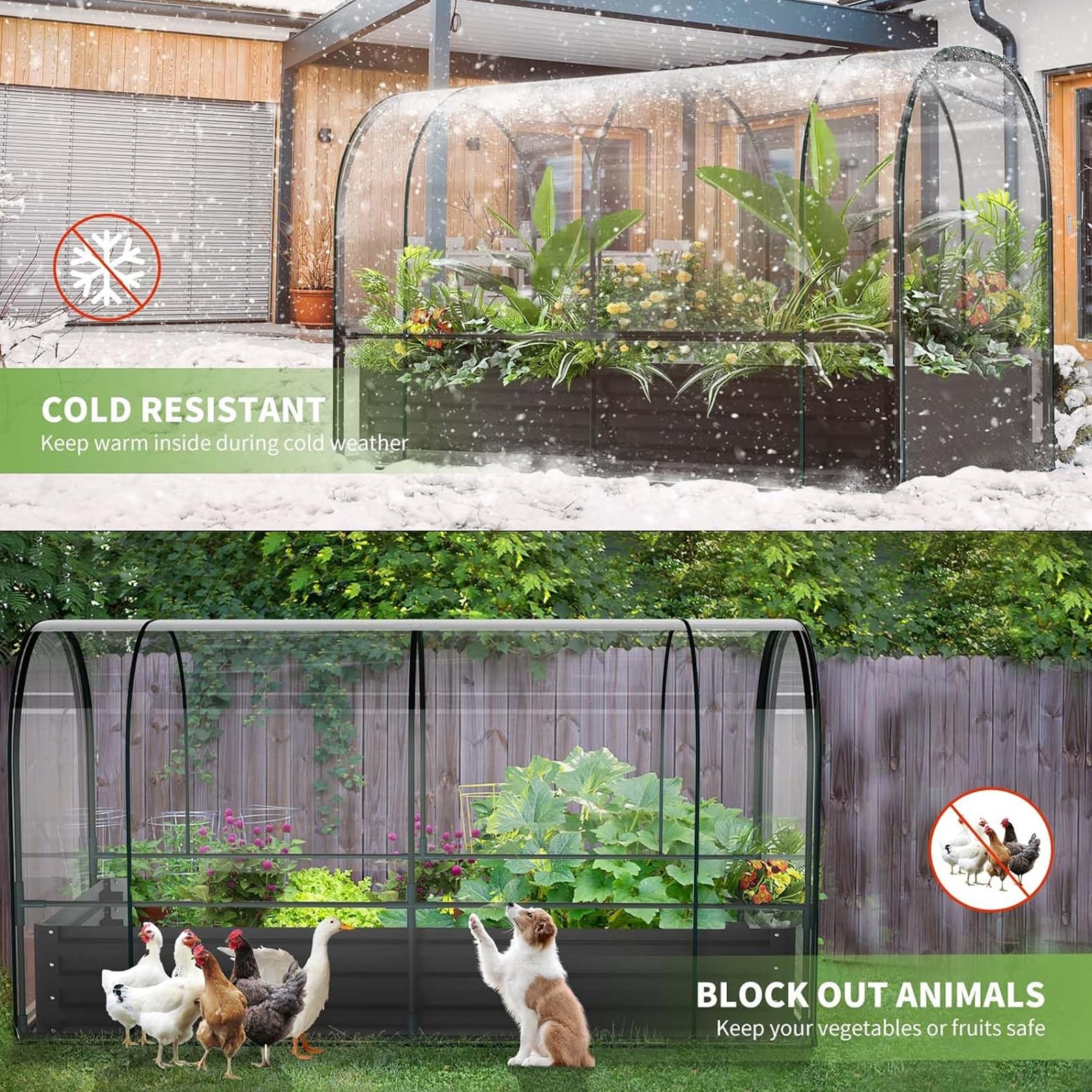 DOCRED 72.8 in x 37.4 in x 47.2 in Metal Planter Box with Roll-Up Window Galvanized Raised Garden Bed with PVC Cover Mini Greenhouse Tent - Image 7