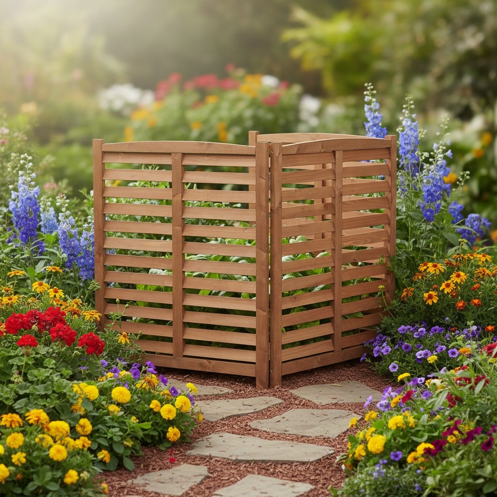 Tatayosi 3-Panel Outdoor Air Conditioner Fence 3-Section Outdoor Wooden Screen Outside Wood Privacy Fence 32 inch W x 38 inch H - Image 5