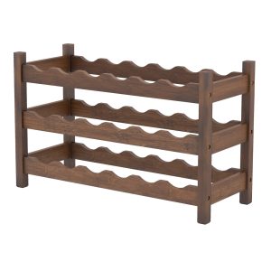 Slickblue 3 Tier Bottle Coffee/Natural Finish Bamboo Countertop Non Stackable Wine Rack with Wave Slots for Kitchen Bar Pantry