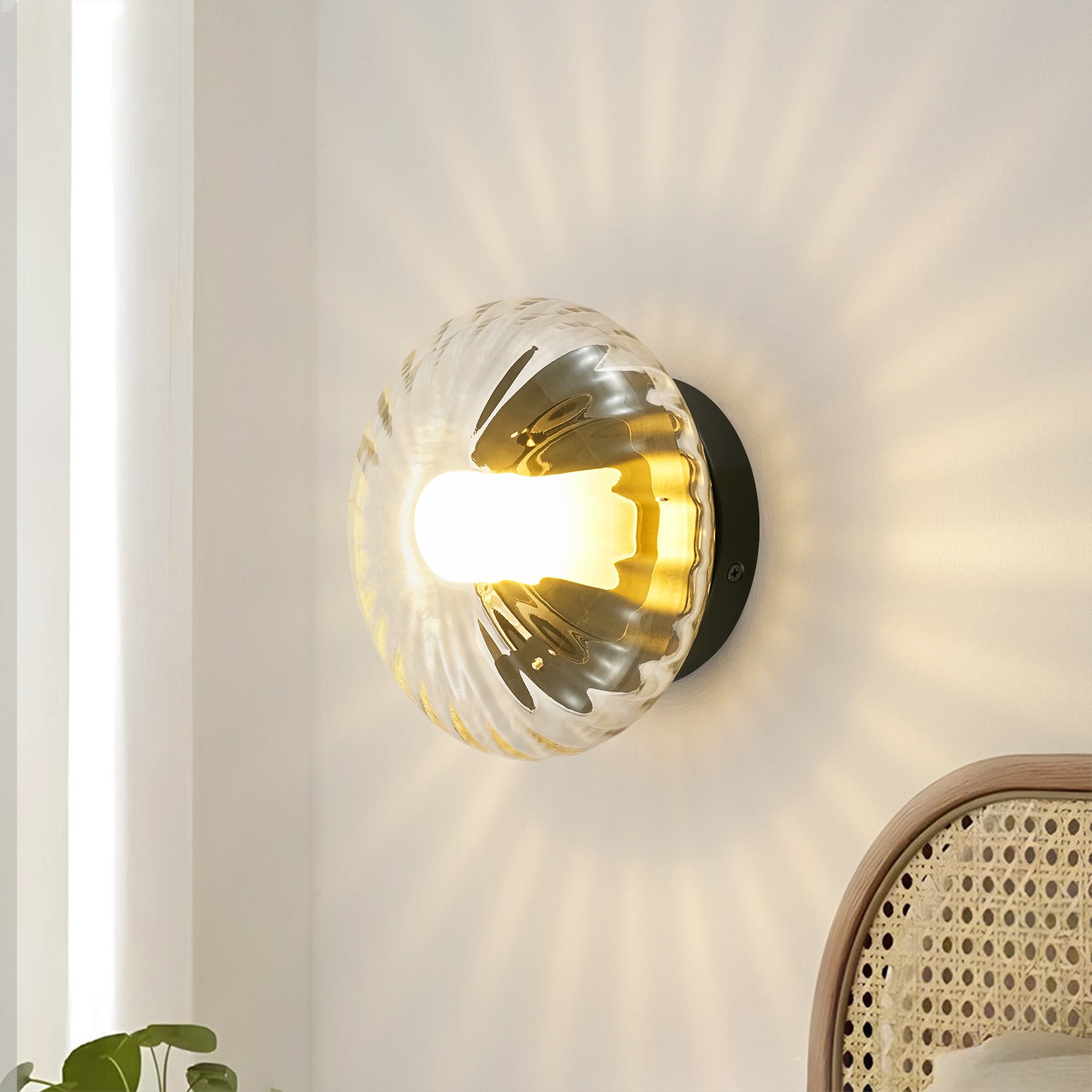 Rennnsan Croyle 7.1-in W 1 -Light Matte Black Hardwired Damp rated Wall Sconce