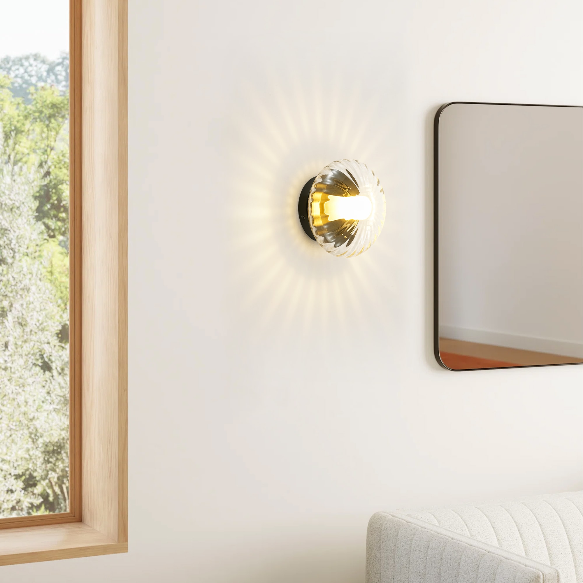 Rennnsan Croyle 7.1-in W 1 -Light Matte Black Hardwired Damp rated Wall Sconce - Image 3