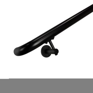 Concept Fusion 20 Foot L Industrial Aluminum Round ADA Returns to Wall Complete Indoor/Outdoor Straight Handrail Grab Bar Kit Black Powder Coated Finish