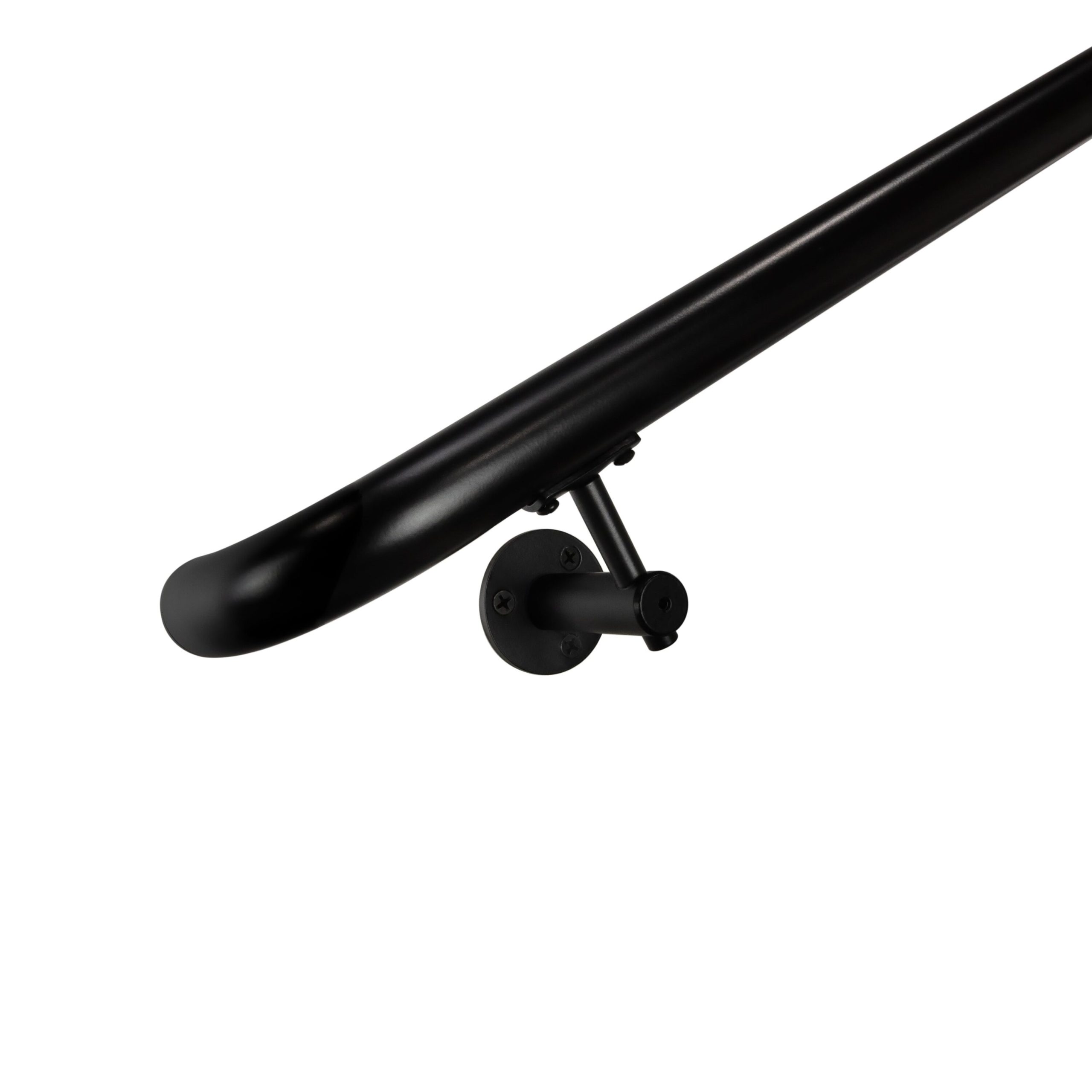 Concept Fusion 8 Foot L Industrial Aluminum Round ADA Returns to Wall Complete Indoor/Outdoor Straight Handrail Grab Bar Kit Black Powder Coated Finish - Image 8