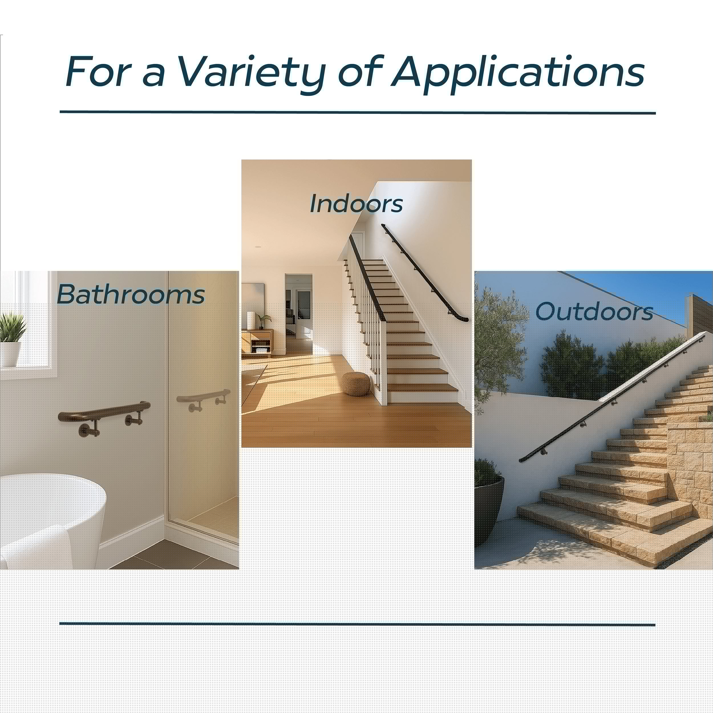 Concept Fusion 18 Foot L Industrial Aluminum Round ADA Returns to Wall Complete Indoor/Outdoor Straight Handrail Grab Bar Kit Bronze Powder Coated Finish - Image 3