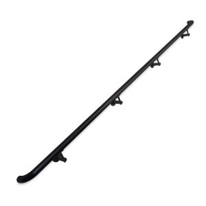 Concept Fusion 8 Foot L Industrial Aluminum Round ADA Returns to Wall Complete Indoor/Outdoor Straight Handrail Grab Bar Kit Black Powder Coated Finish
