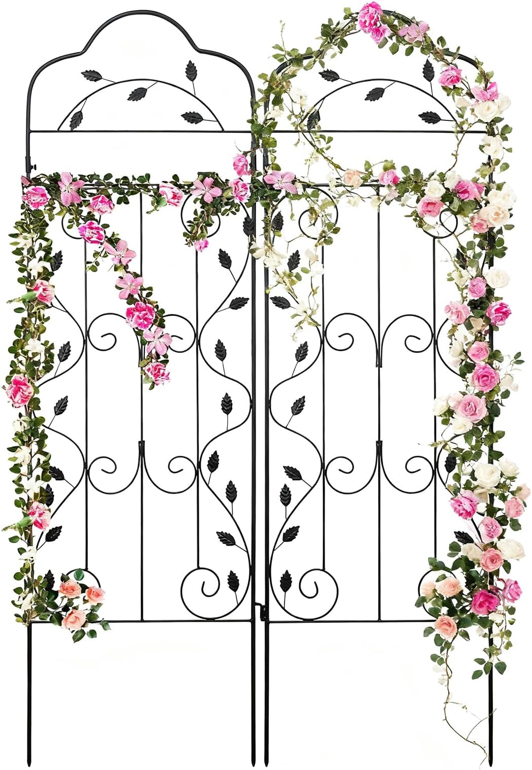 Etokfoks 4 Pack 84 x 19 Inch Heavy Duty Metal Garden Trellis Rustproof Black Steel Climbing Plant Support for Roses Vegetables Flowers Outdoor - Image 7