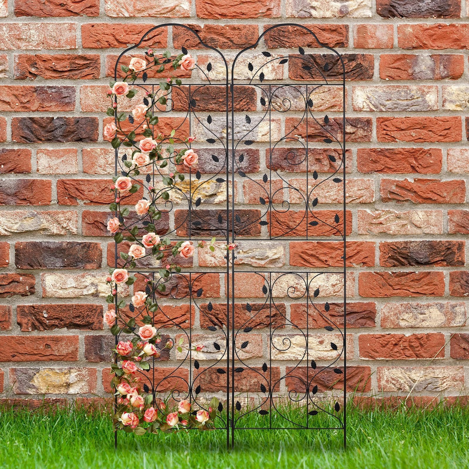 Etokfoks 4 Pack 84 x 19 Inch Heavy Duty Metal Garden Trellis Rustproof Black Steel Climbing Plant Support for Roses Vegetables Flowers Outdoor - Image 6