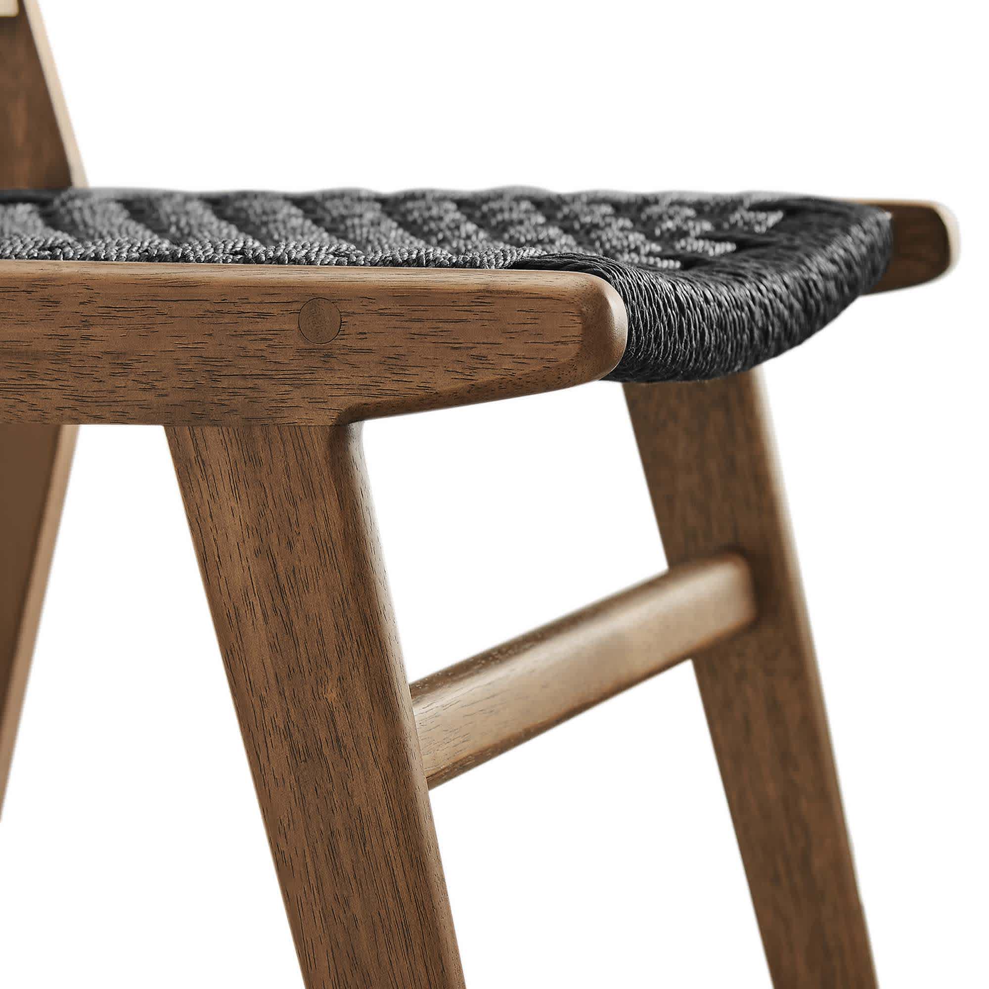 Modway Saoirse Woven Rope Wood Dining Side Chair Set of 2 in Walnutt Black - Image 4