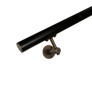 Concept Fusion 1.5 Foot L Industrial Aluminum Round Complete Indoor/Outdoor Straight Handrail Grab Bar Kit Bronze and Black Powder Coated Finish