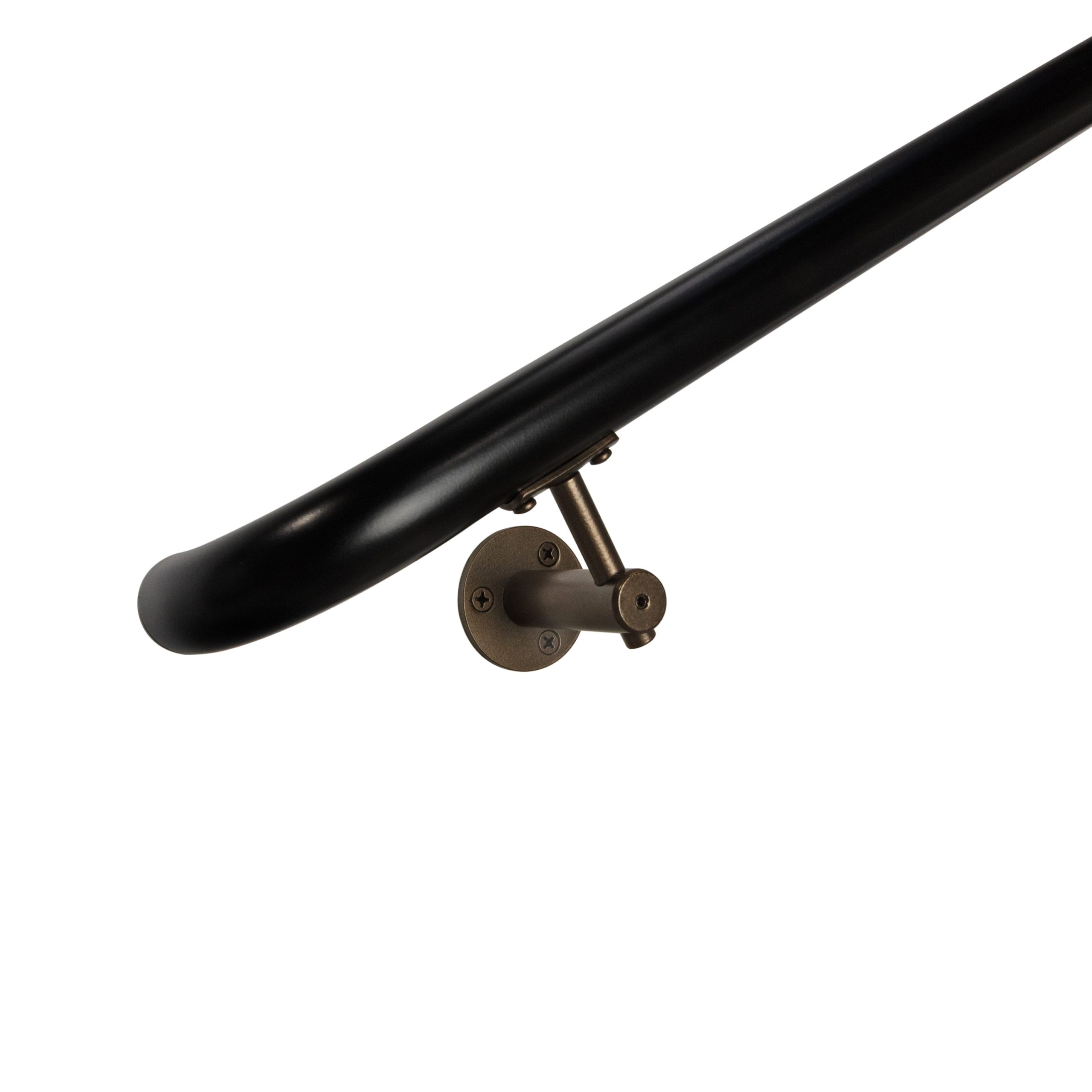 Concept Fusion 10 Foot L Industrial Aluminum Round ADA Returns to Wall Complete Indoor/Outdoor Straight Handrail Grab Bar Kit Bronze and Black Powder Coated Finish - Image 10