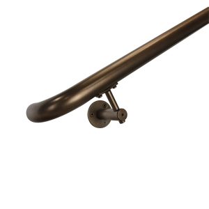 Concept Fusion 6 Foot L Industrial Aluminum Round ADA Returns to Wall Complete Indoor/Outdoor Straight Handrail Grab Bar Kit Bronze Powder Coated Finish
