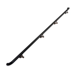 Concept Fusion 10 Foot L Industrial Aluminum Round ADA Returns to Wall Complete Indoor/Outdoor Straight Handrail Grab Bar Kit Bronze and Black Powder Coated Finish