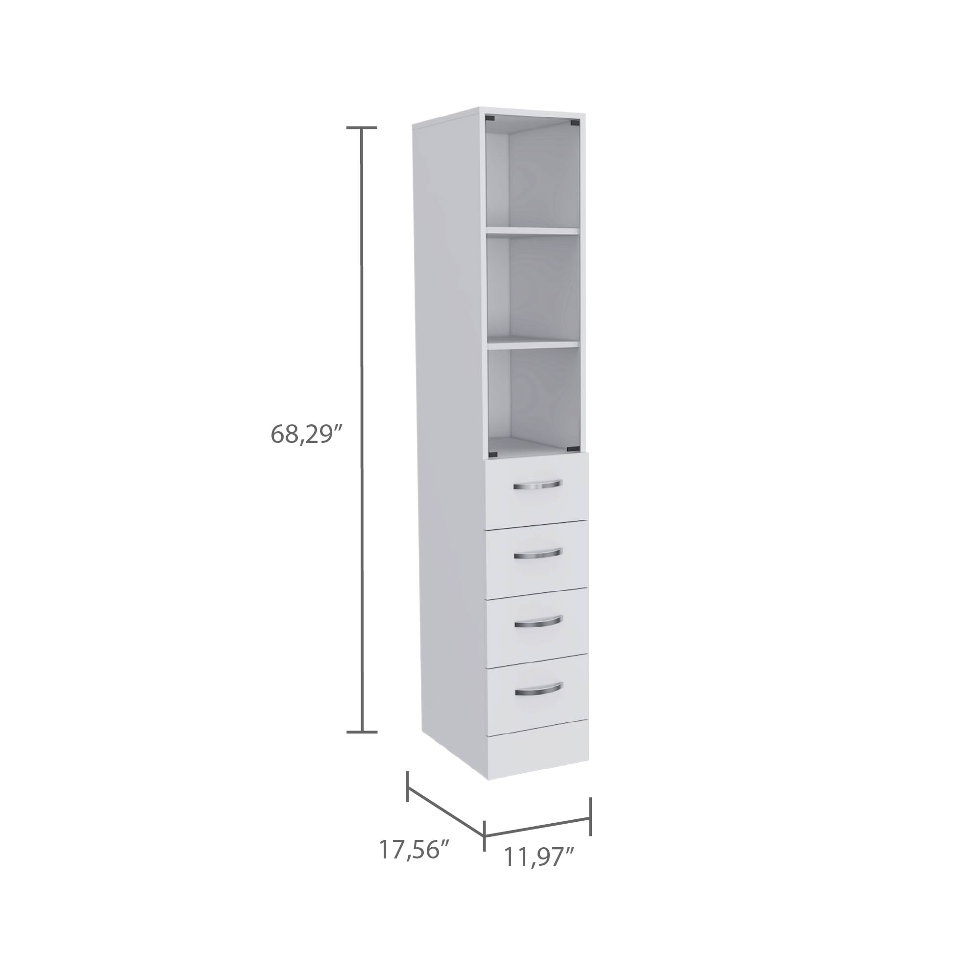 LUXEYARD Vanguard Linen Cabinet Three Shelves Four Drawers -White - Image 4
