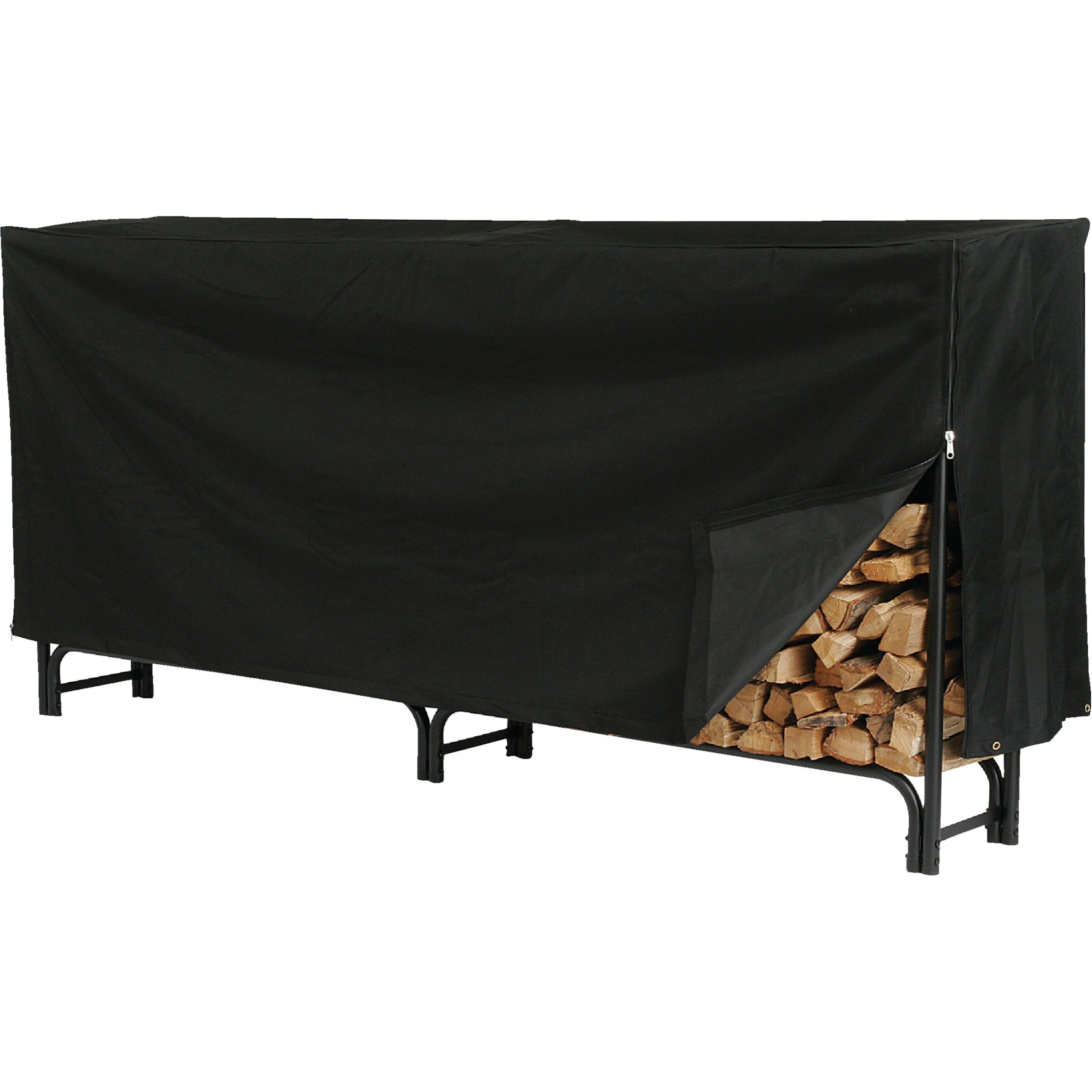 HY-C Log Rack Cover Heavy-Duty Black Vinyl Weather-Resistant with Front Flap - Image 2