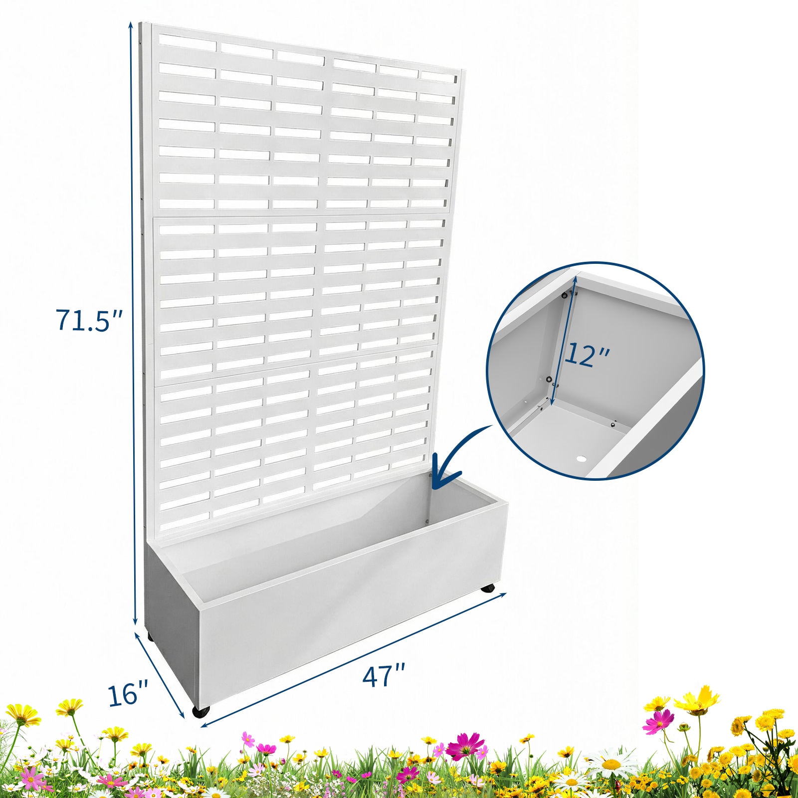Garvee 70.1x45x15in Metal Planter Box with Trellis Raised Garden Bed for Patio Outdoor Privacy Planters with Drainage Holes for Climbing Plants Flowers Vegetables Vines - Image 5