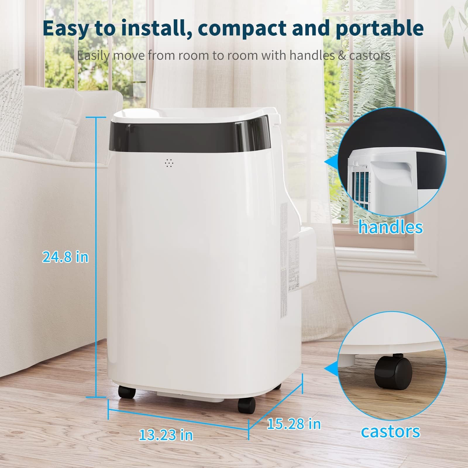 IdealHouse 10000 Btu Portable Air Conditioner Cools Up to 450 Sq. Ft Portable AC Unit Stand AC Units for Room with Dehumidifier and Fan Quiet Operation Remote Control 24 Hours Timer - Image 5