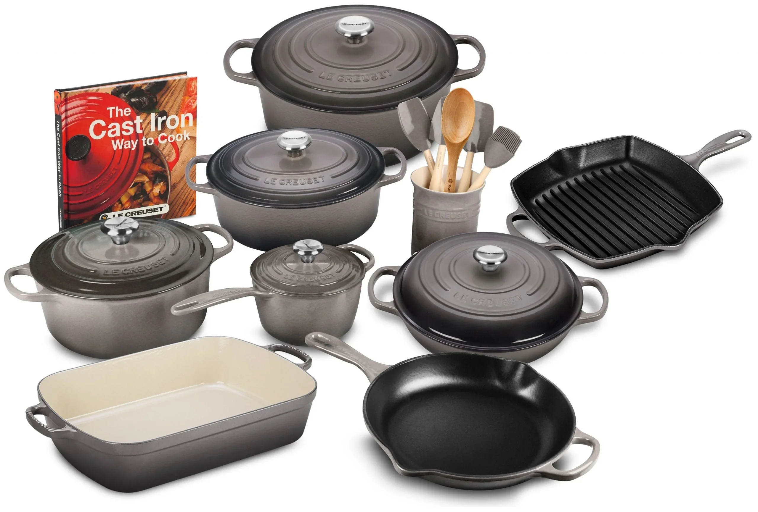 20-piece Signature Cast Iron Cookware Set,10.25′′ Skillet,1.75-quart Saucepan with Lid - Image 4