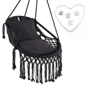 Clihome with Soft Seat Cushions Black Rope Hammock